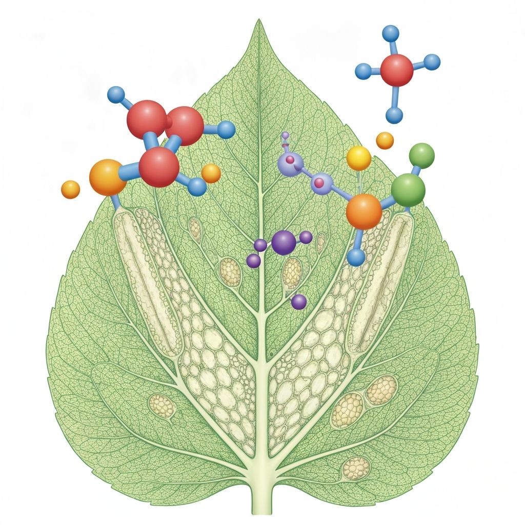 Plant leaf cross-section scientific illustration