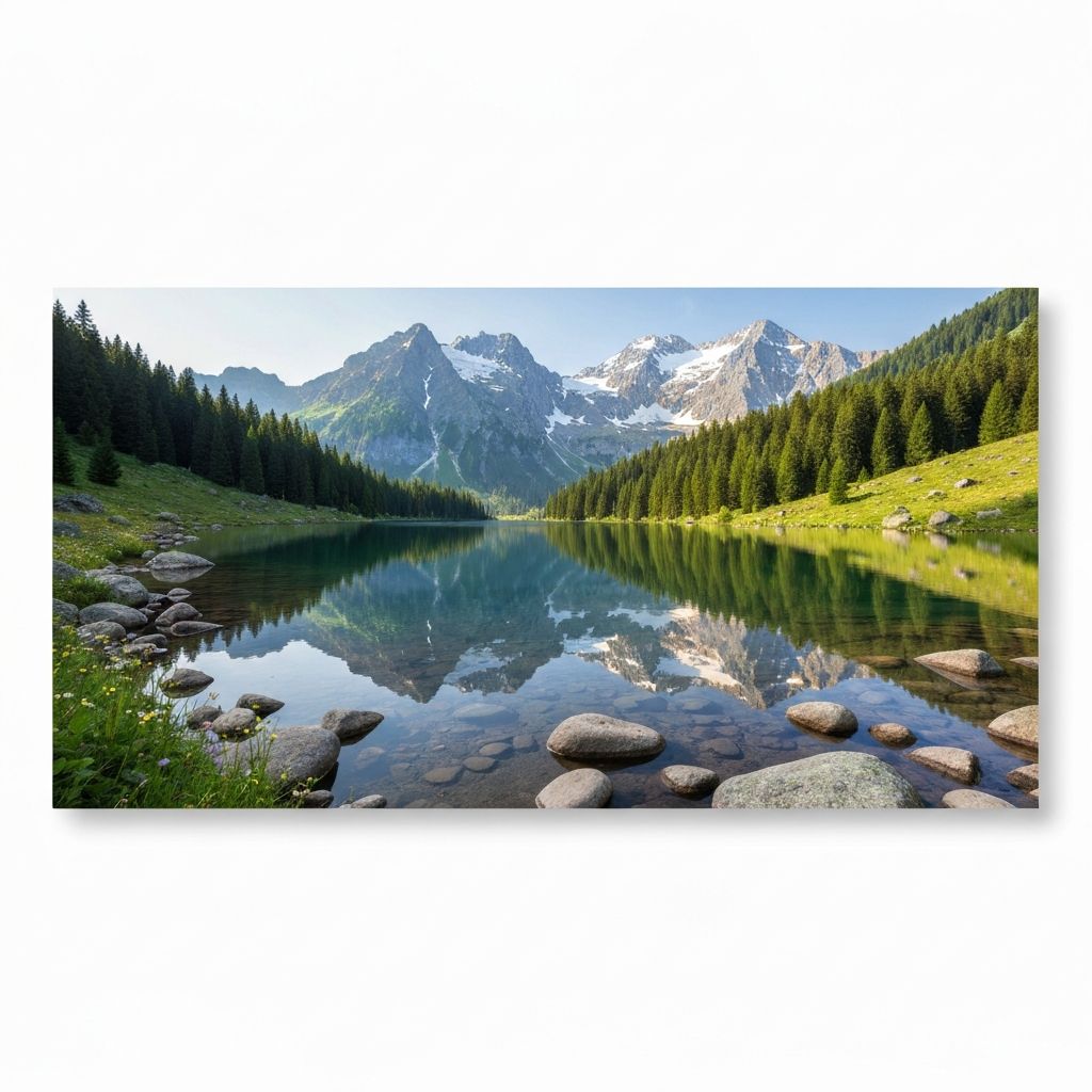 Natural wellness concept with alpine lake and stones